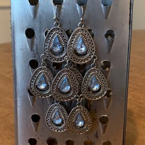 Silver/Blue Teardrop Dangle Earrings